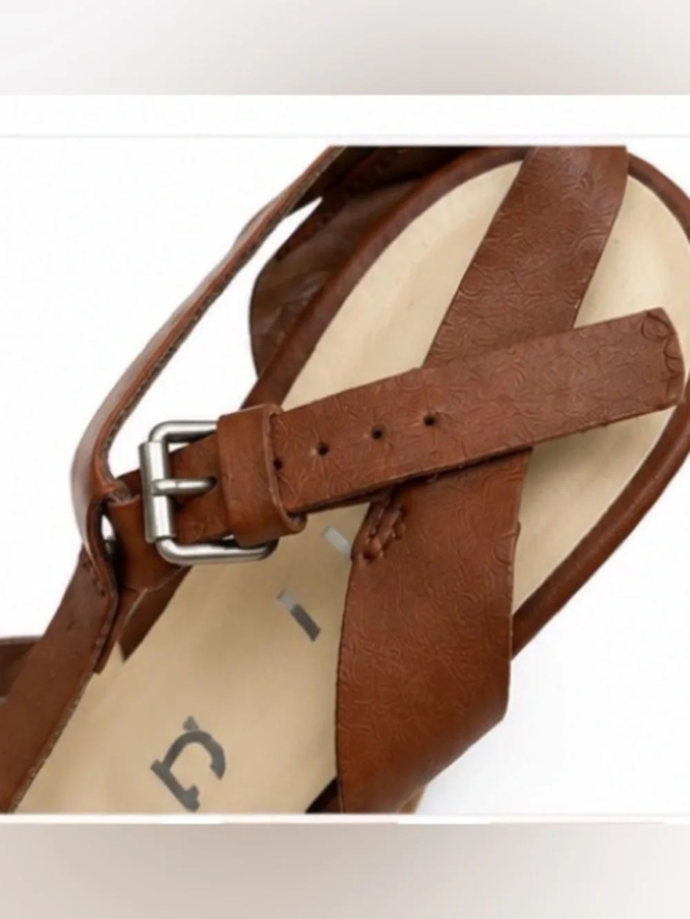 [Unisa] Brown Leather Cork Wedge Sandals - Women's Size 7.5M